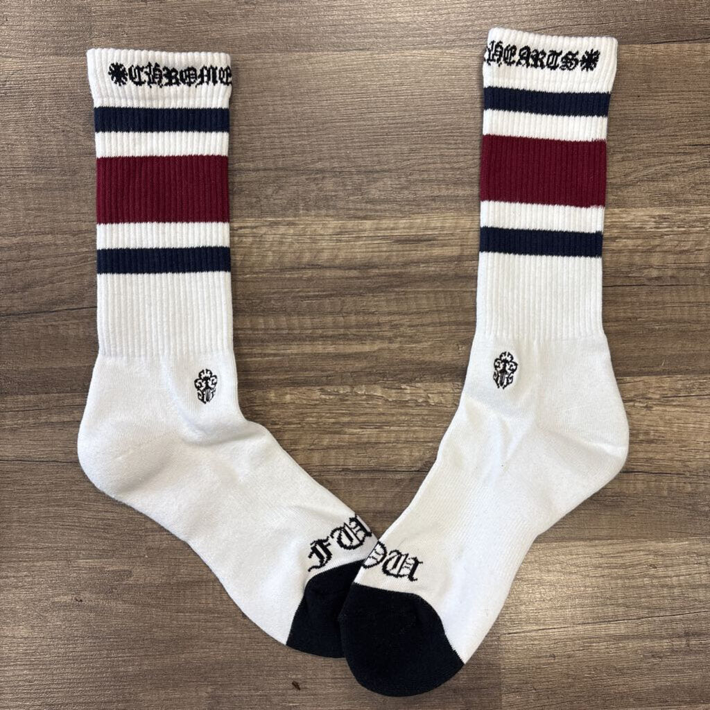 Chrome Hearts White Red Stripe Socks