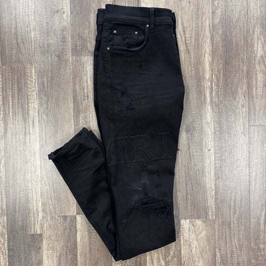 Amiri Jean Triple black Suede Oblique logo