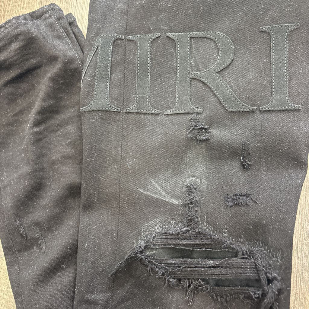 Amiri Jean Triple black Suede Oblique logo