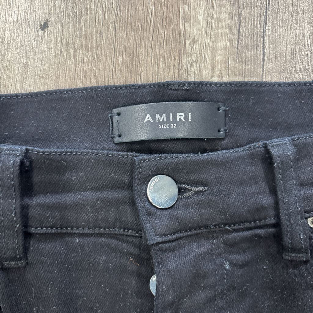 Amiri Jean Triple black Suede Oblique logo