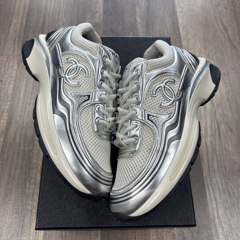 Chanel Trainer White Silver