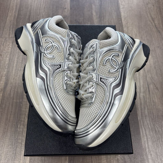 Chanel Trainer White Silver