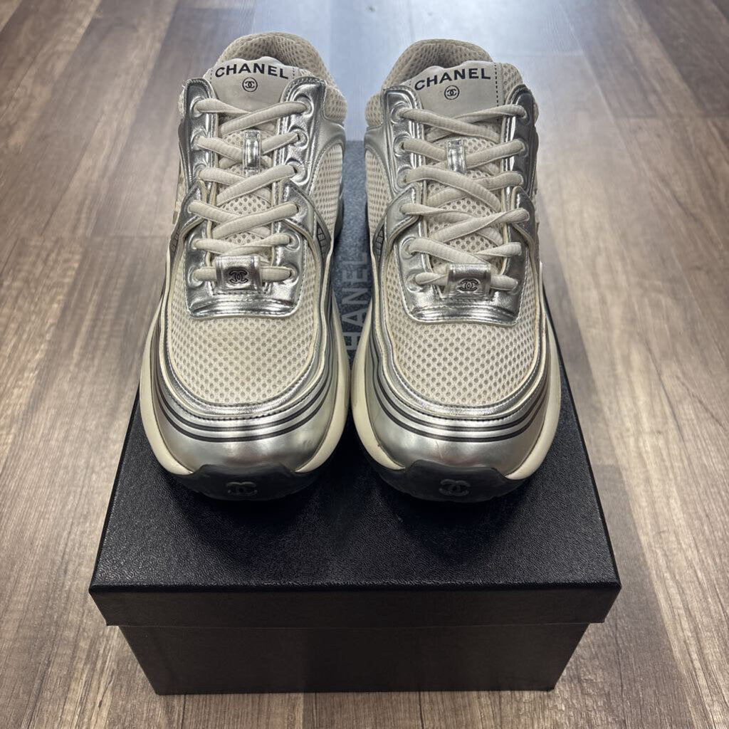 Chanel Trainer White Silver