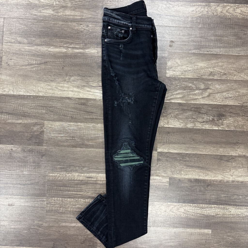 Amiri jean mx1 black green patch
