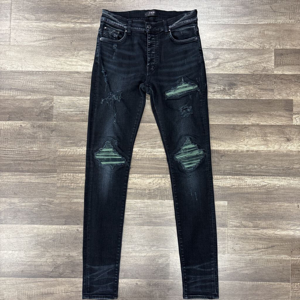 Amiri jean mx1 black green patch