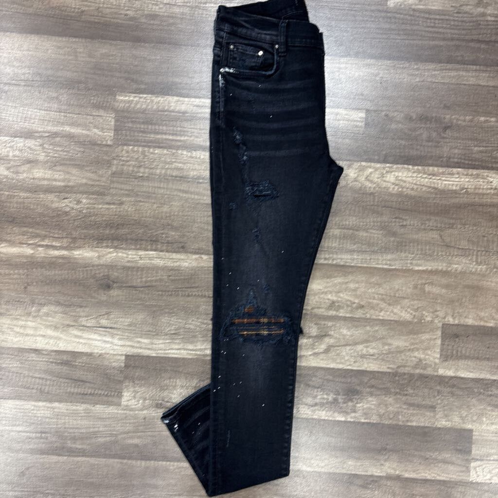 Amiri jean mx1 black brown flannel patch