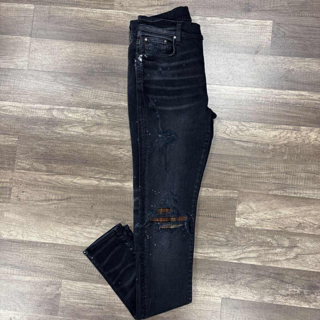 Amiri jean mx1 black brown flannel patch