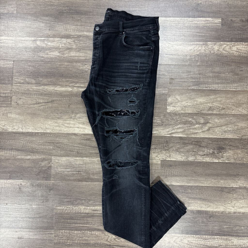Amiri jean black thrasher black sparkle