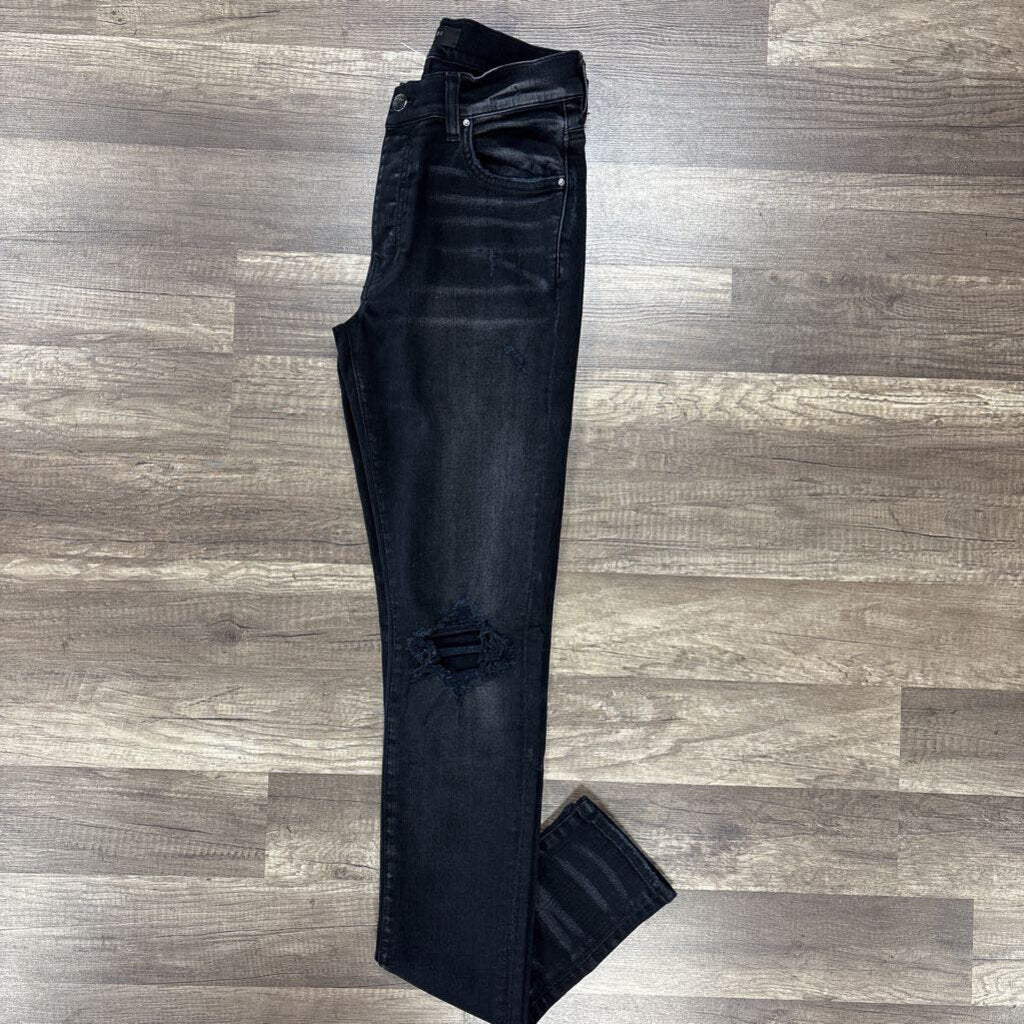 Amiri jean black paint drip