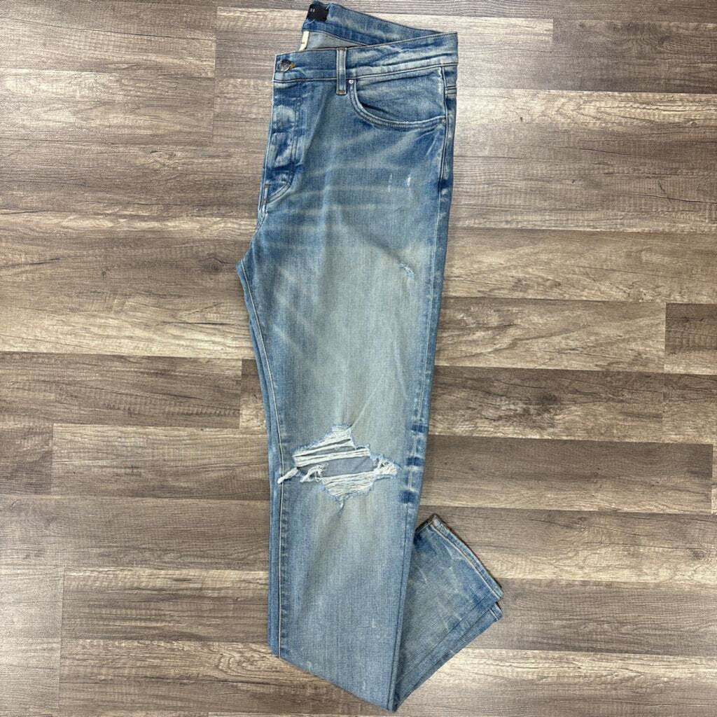 Amiri jean blue angel cherub print