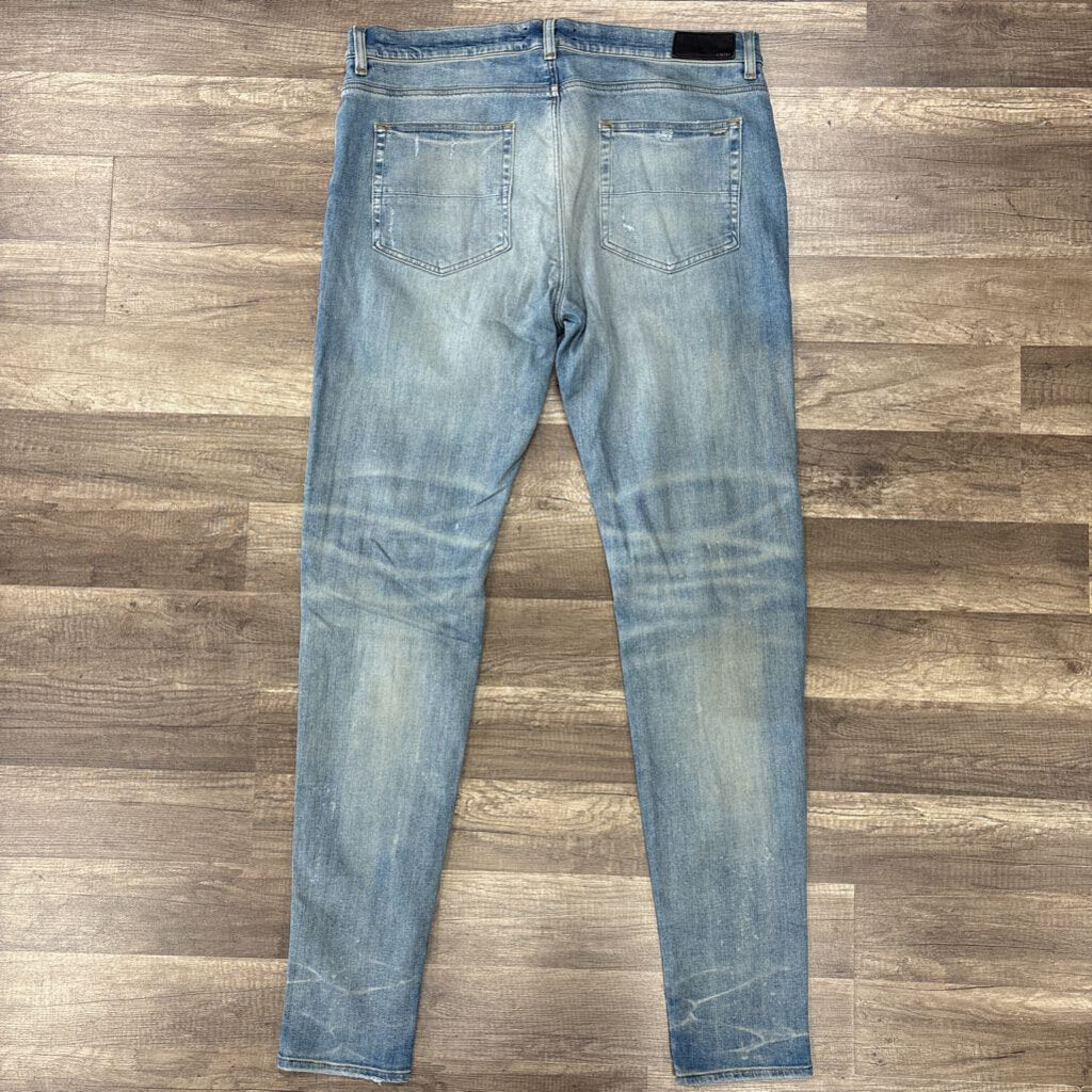 Amiri jean blue angel cherub print