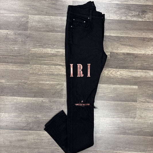 Amiri Jean black pink logo / patch