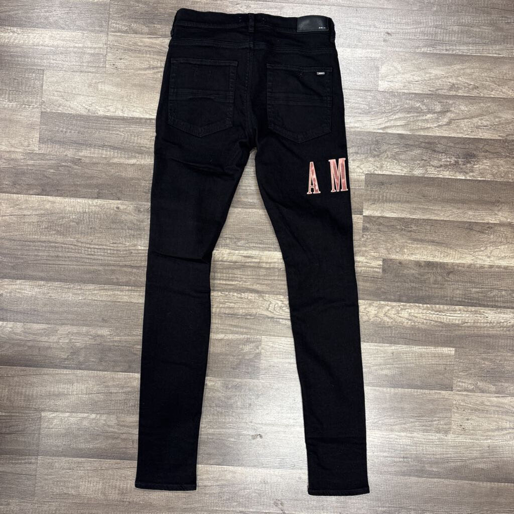 Amiri Jean black pink logo / patch