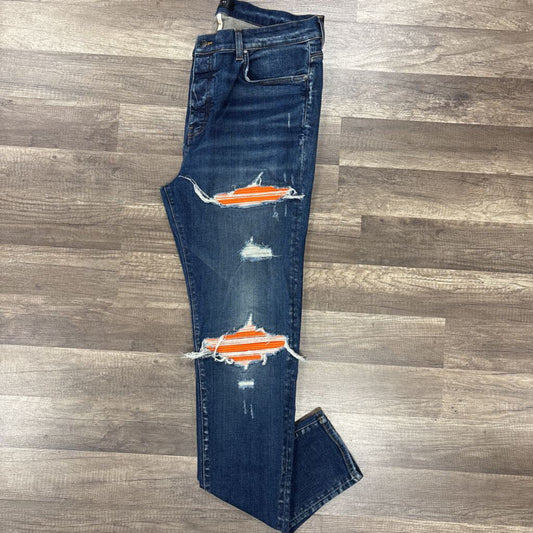 Amiri Jean mx1 blue wash orange patch