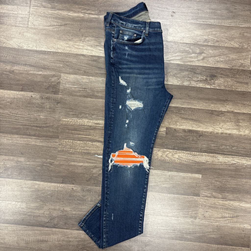 Amiri Jean mx1 blue wash orange patch