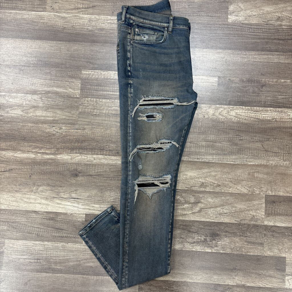 Amiri Jean mx1 blue/grey thrasher black patch