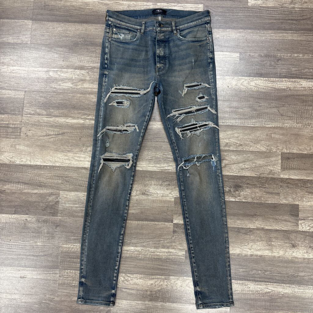 Amiri Jean mx1 blue/grey thrasher black patch