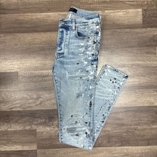 Amiri jean mx1 blue paint splatter