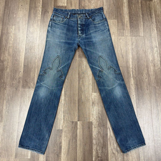 Chrome Hearts Jeans Blue Fleur knee