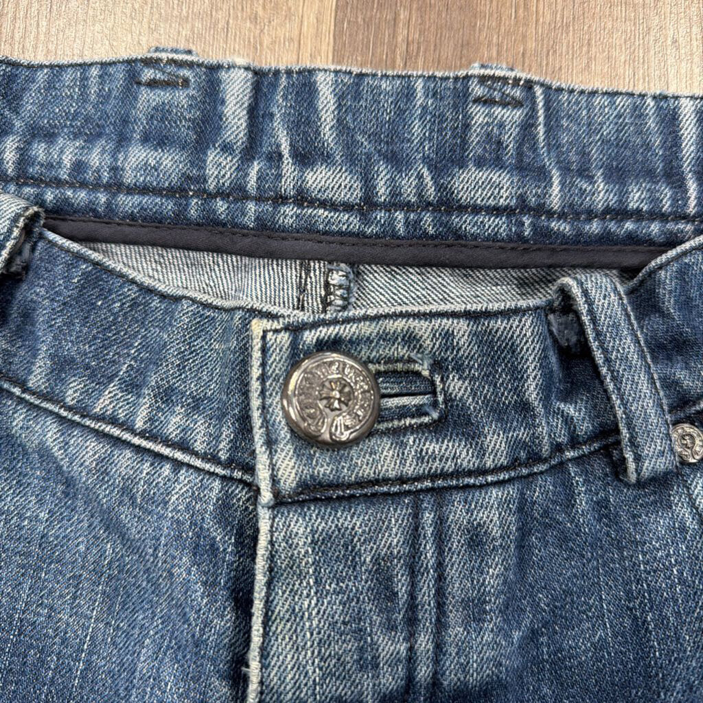 Chrome Hearts Jeans Blue Fleur knee