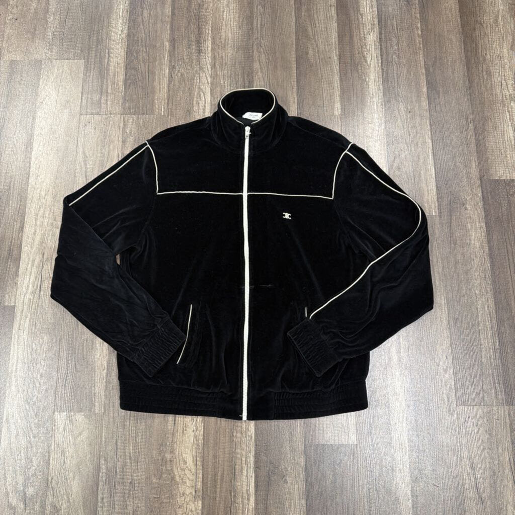 Celine Velour Track Jacket Black
