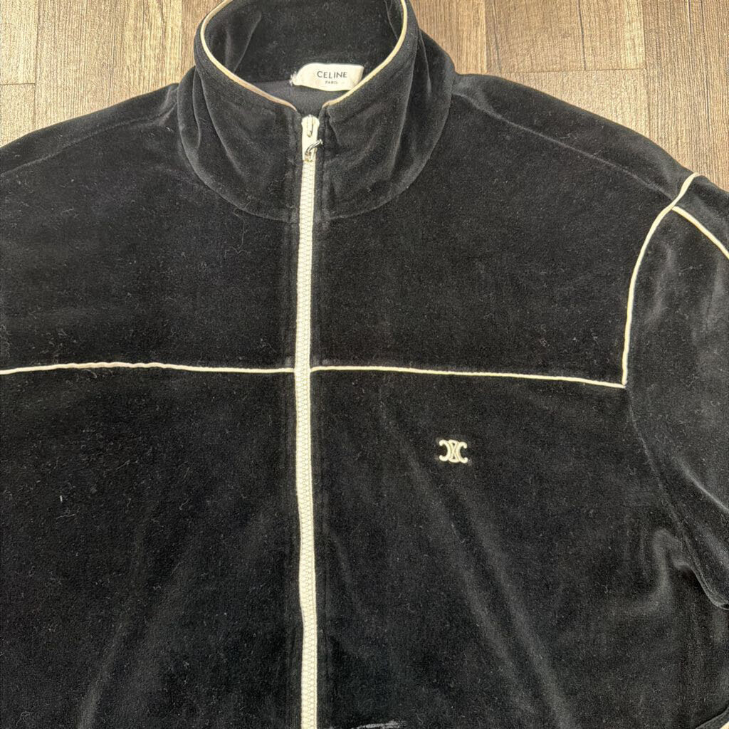 Celine Velour Track Jacket Black