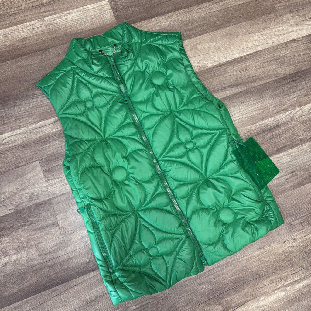 LV Louis Vuitton green flower monogram puffer vest