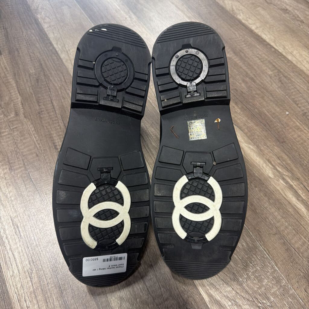 Chanel leather hiking / ski boot black
