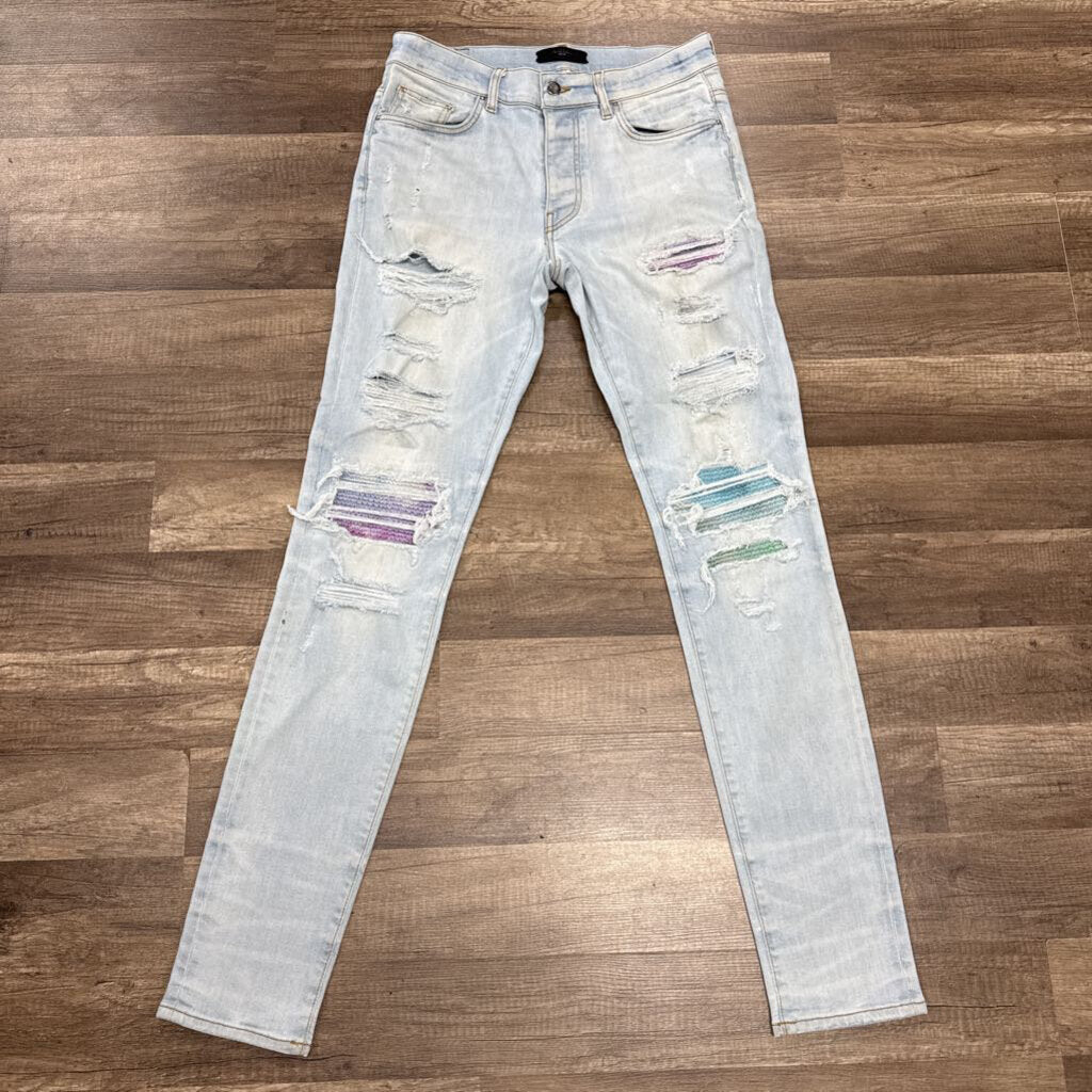 Amiri jean MX 1 purple blue patch