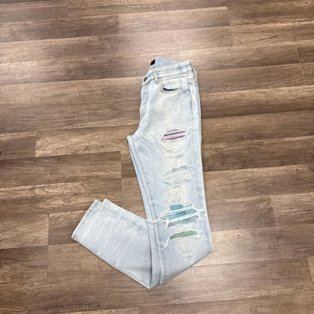 Amiri jean MX 1 purple blue patch
