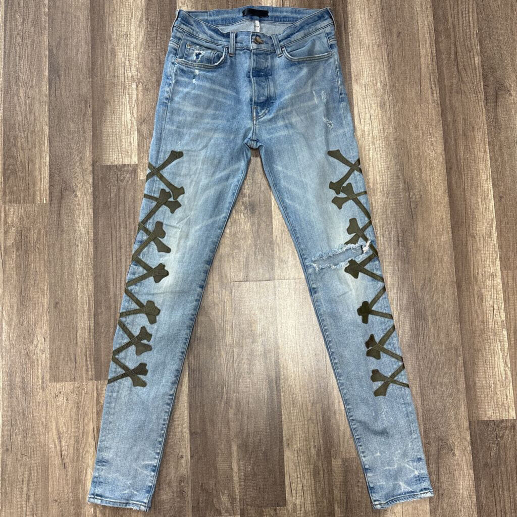 Amiri Jean Olive Bone Cross