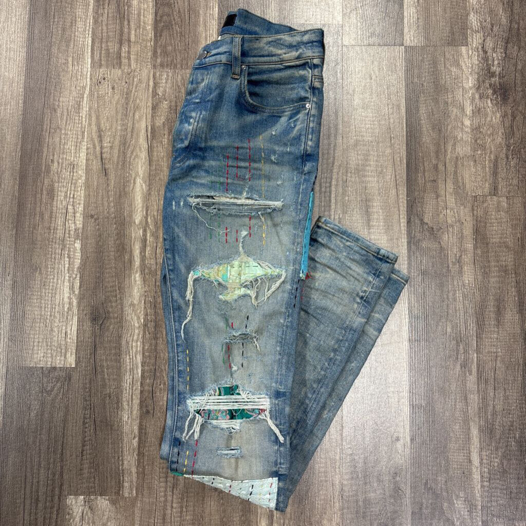Amiri Jean Blue Quilted Patch