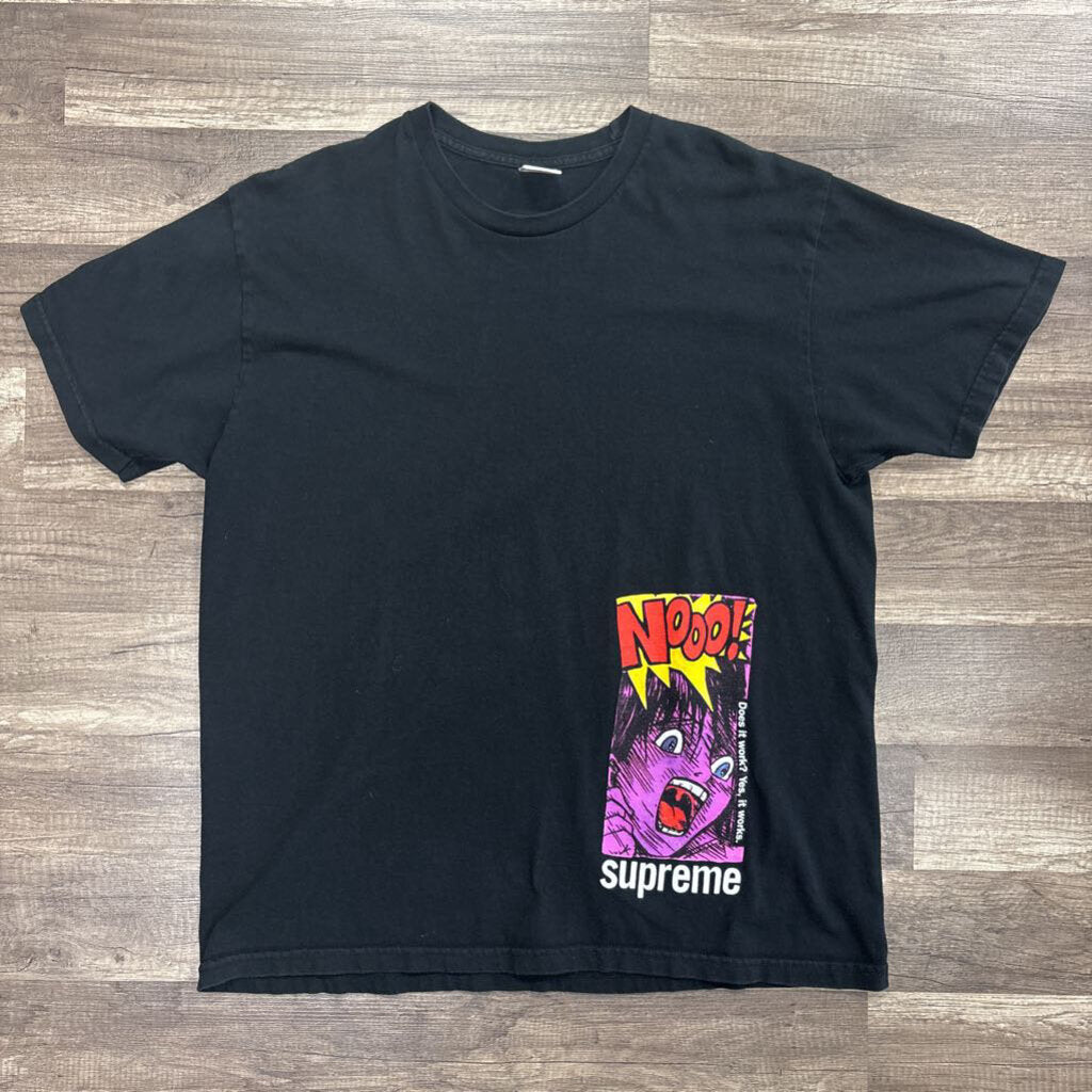 Supreme black shirt purple graphic