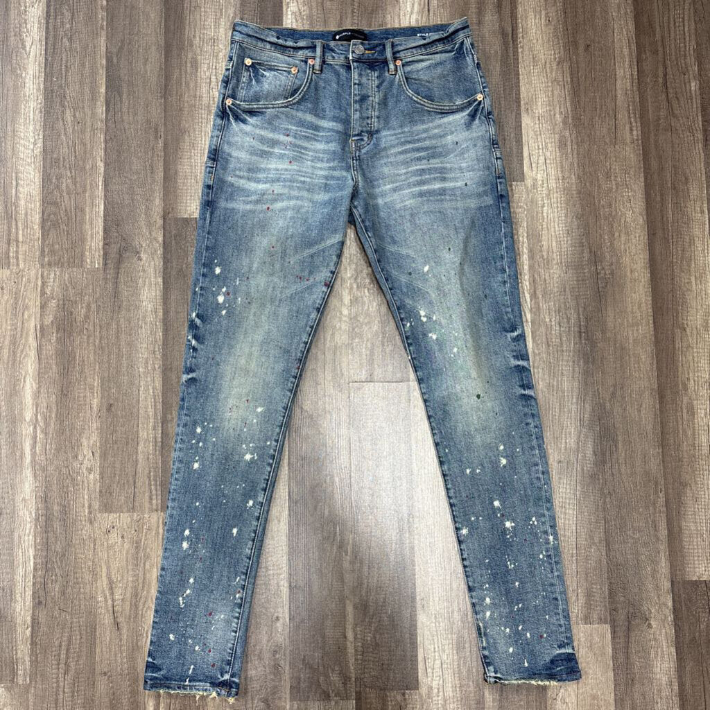 Purple Jean Blue Red Paint Splatter