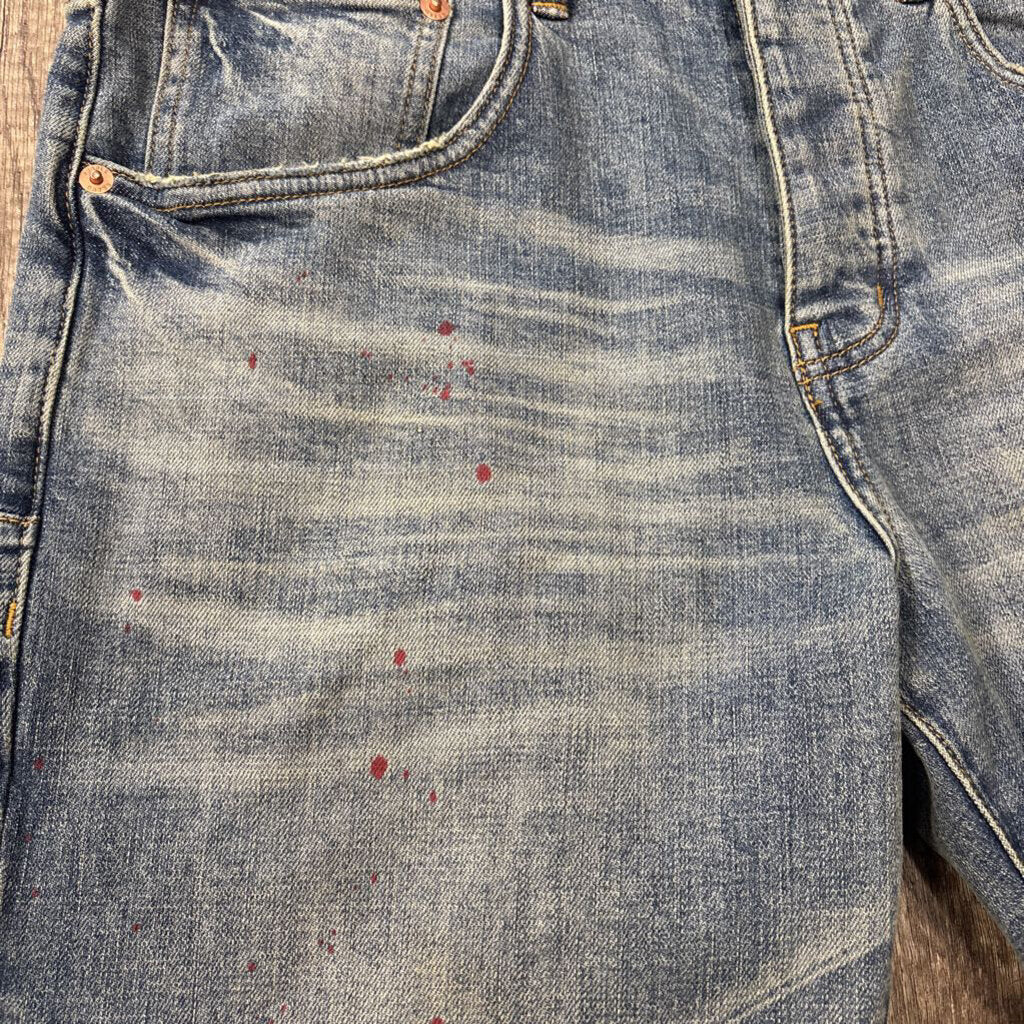 Purple Jean Blue Red Paint Splatter