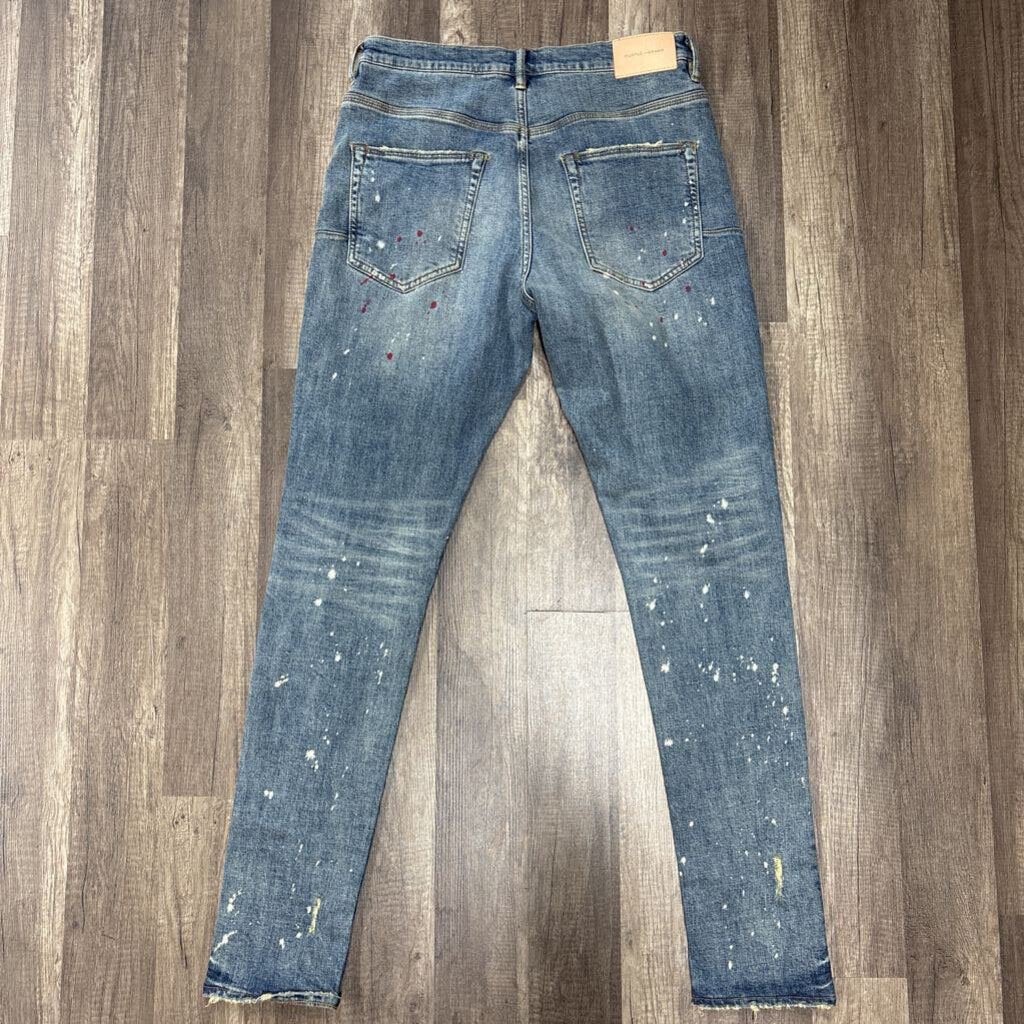 Purple Jean Blue Red Paint Splatter
