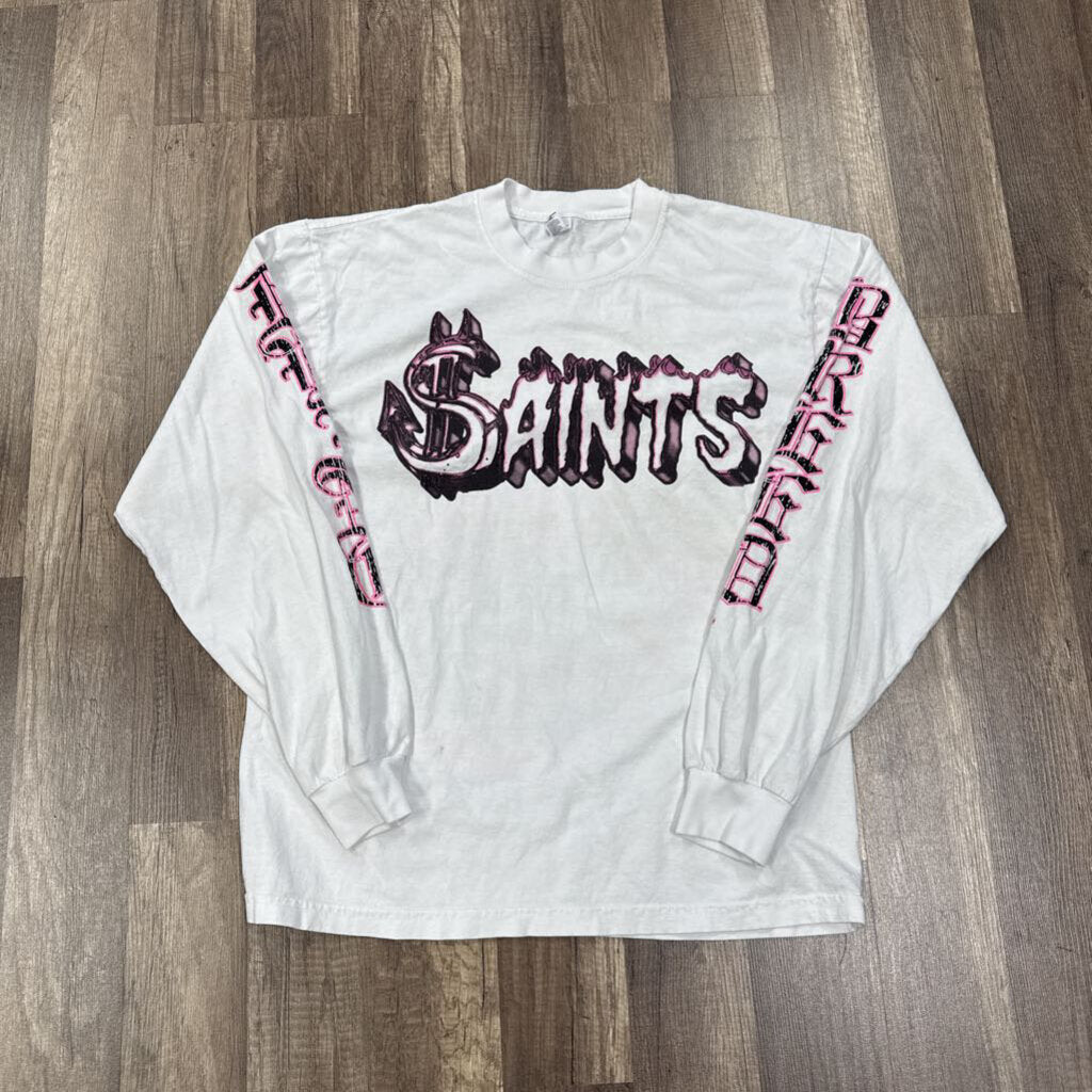 Saints Shirt White L/S Pink Logo