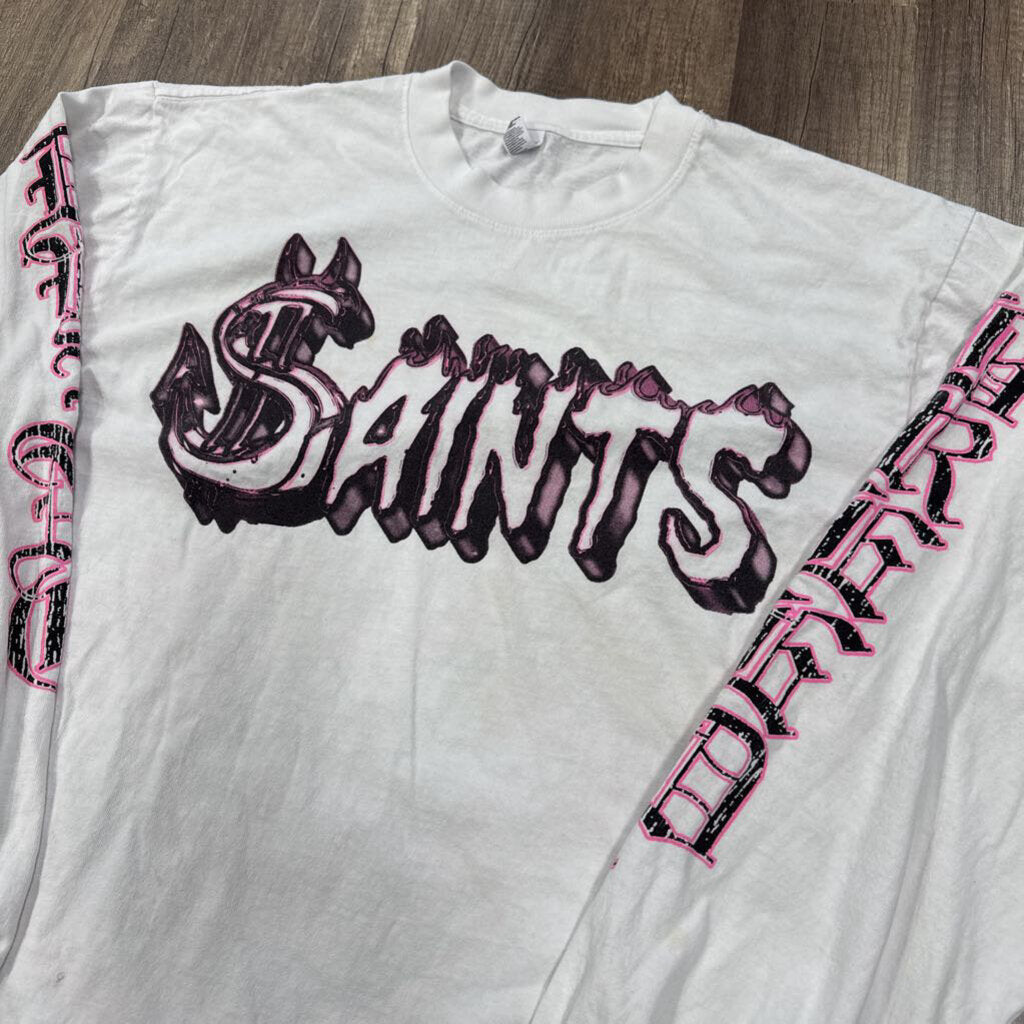 Saints Shirt White L/S Pink Logo