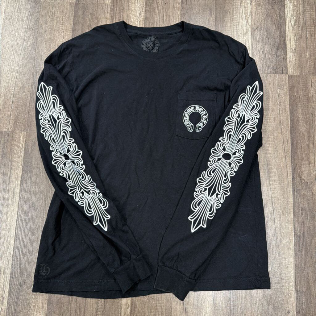 Chrome Hearts Long Sleeve Horseshoe Black/White