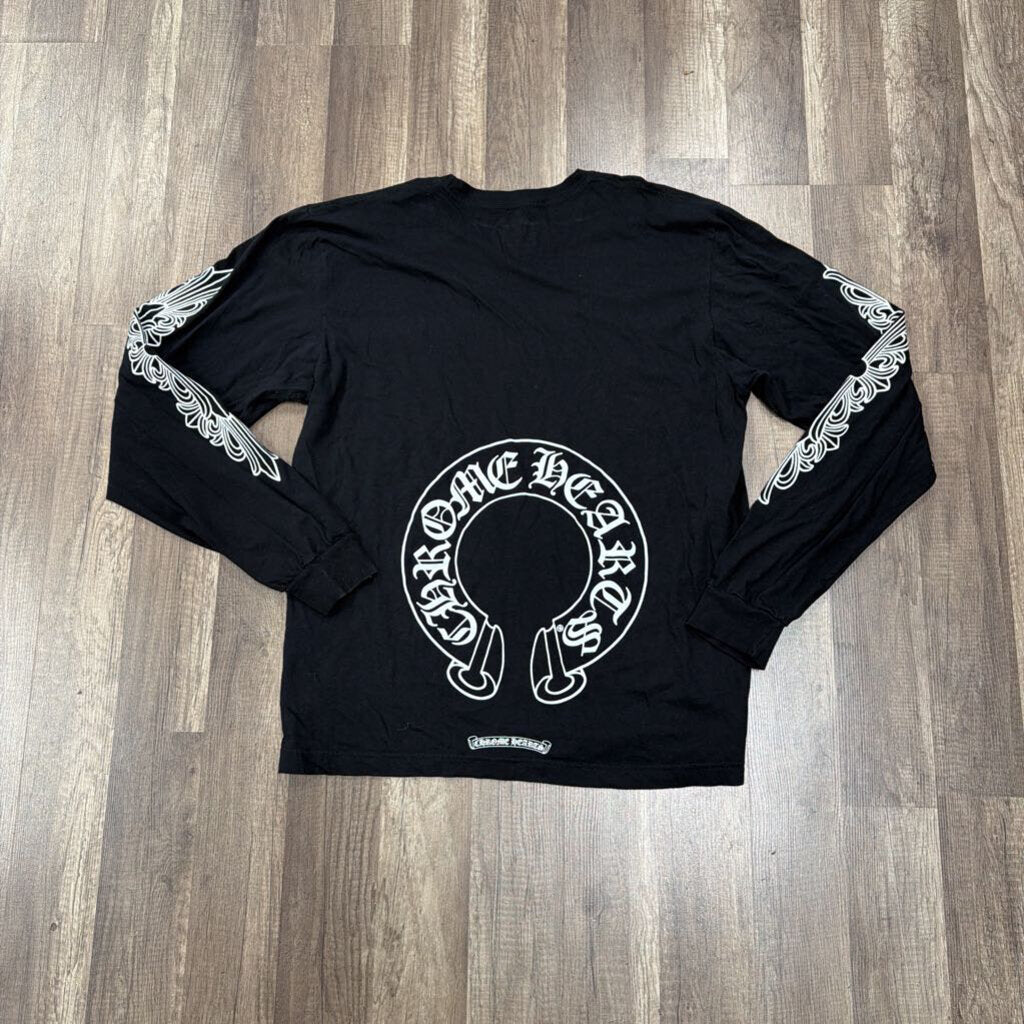 Chrome Hearts Long Sleeve Horseshoe Black/White