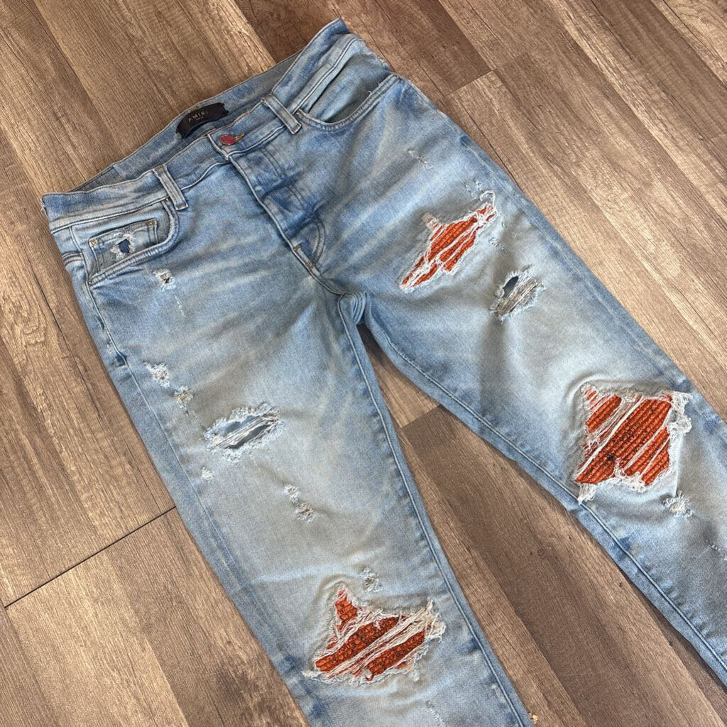 Amiri jeans MX 1 orange crackle patch