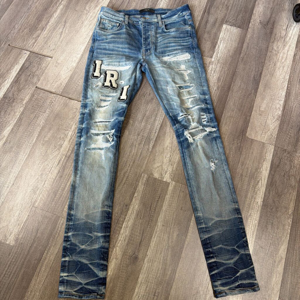 Amiri Jean Varsity Oblique Logo