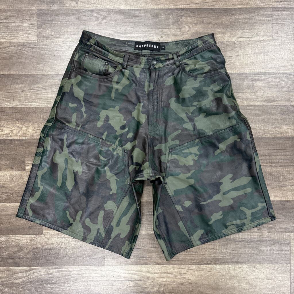 Raspberry Hills Leather Camo Shorts