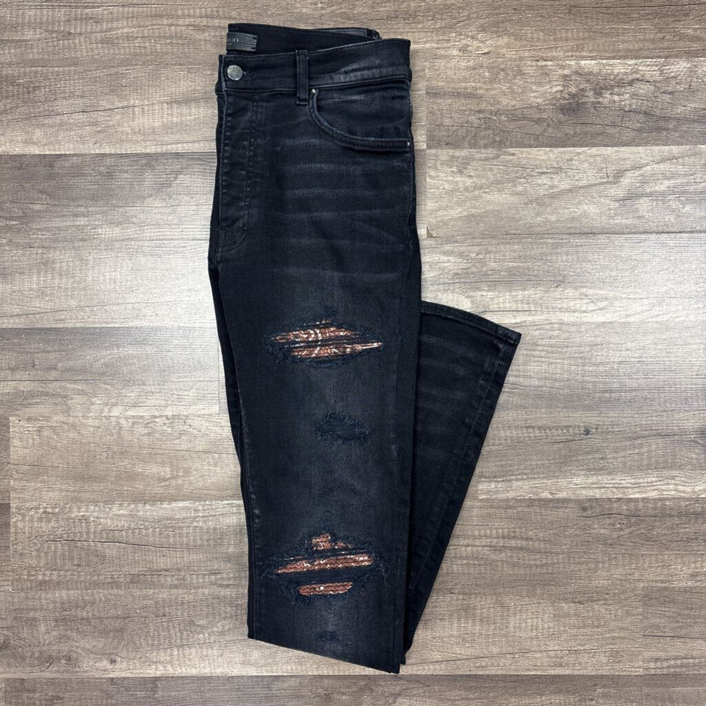 Amiri Jean Black Brown Paisley