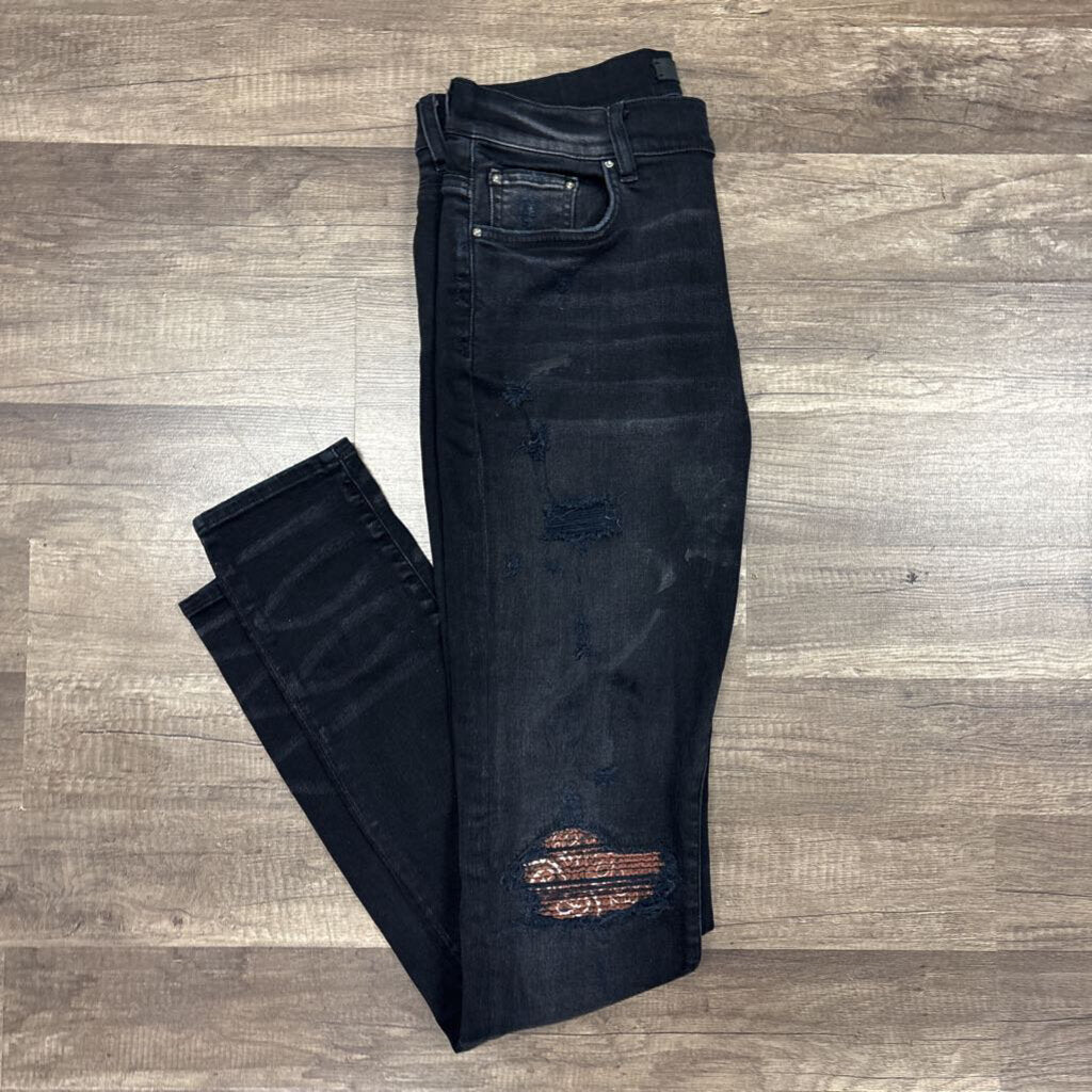 Amiri Jean Black Brown Paisley