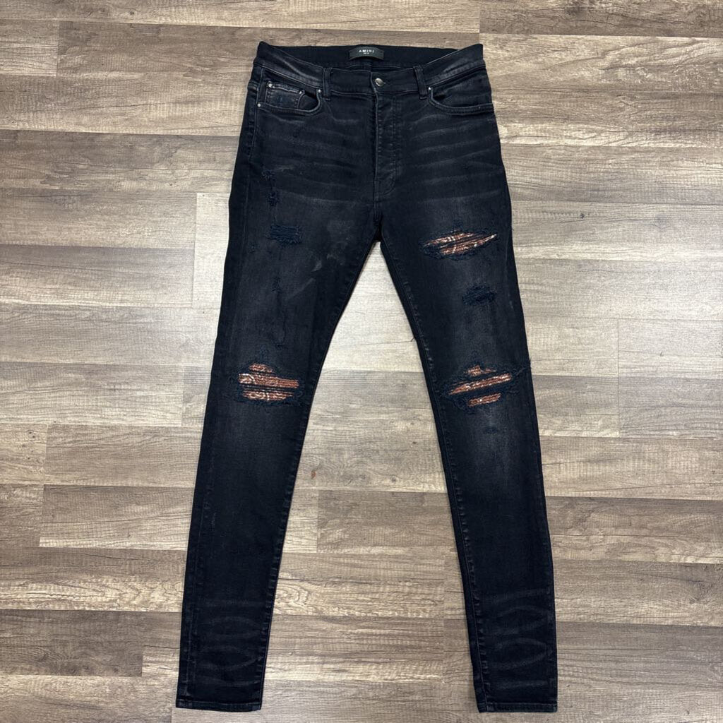 Amiri Jean Black Brown Paisley