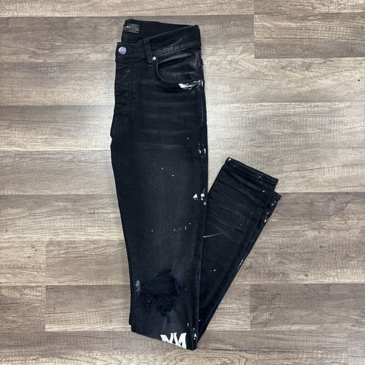 Amiri Jean Black MA Drip Logo Brown