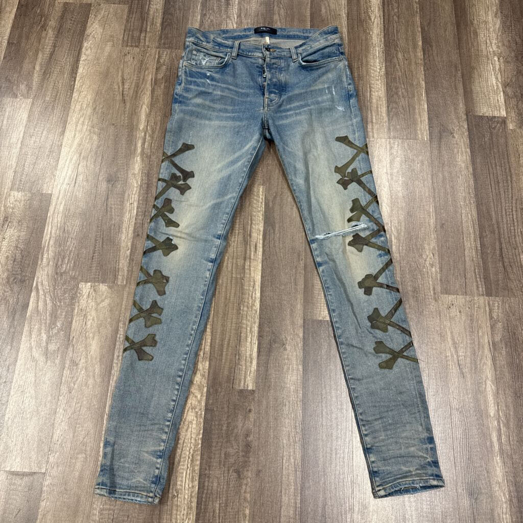 Amiri Jean Blue Camo Bone Patch