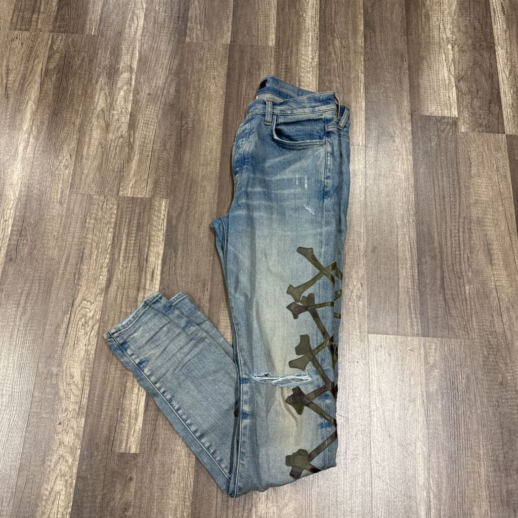 Amiri Jean Blue Camo Bone Patch