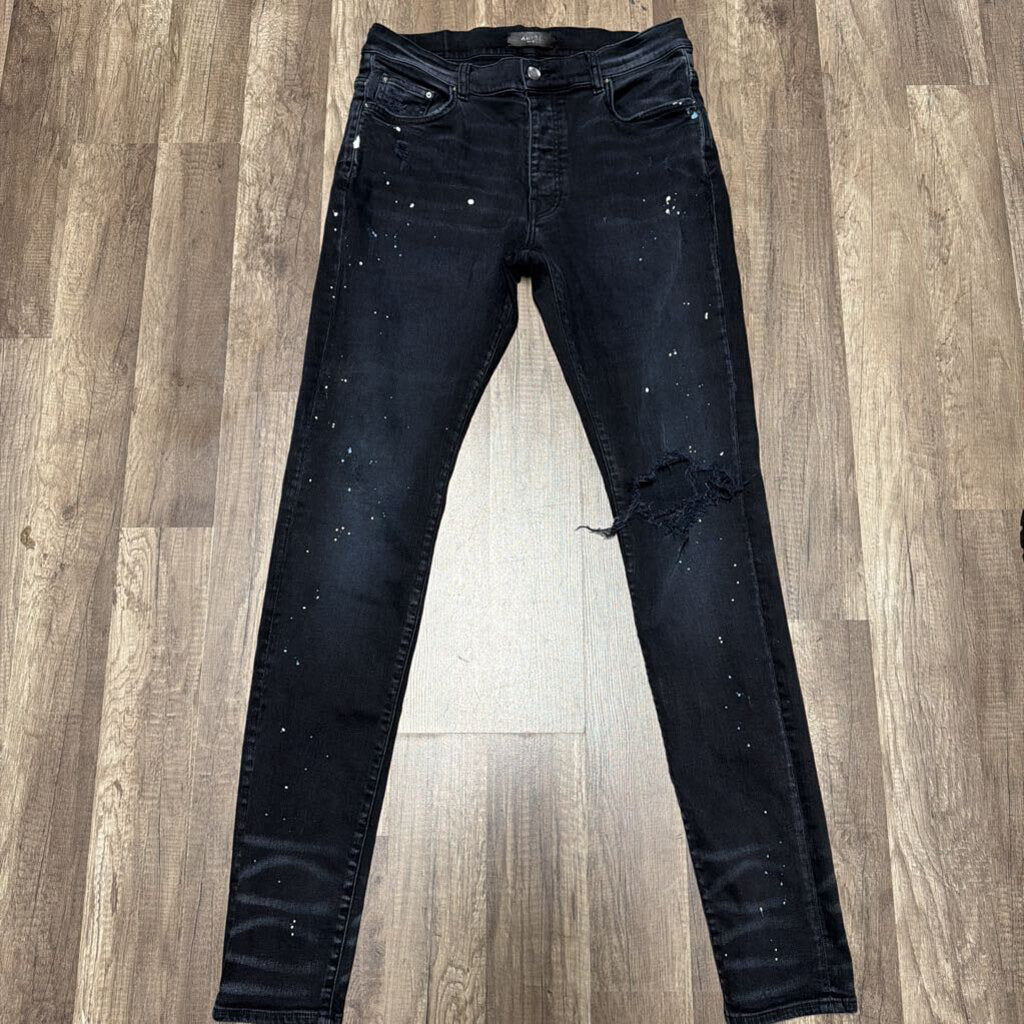 Amiri Jeans Black Paint Splatter